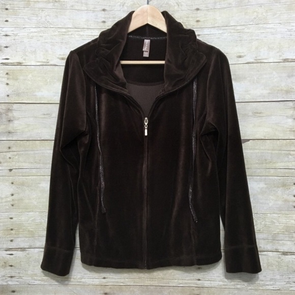 White Stag velour zip front athleisure scuba neck track jacket size small (4-6) - Picture 2 of 6